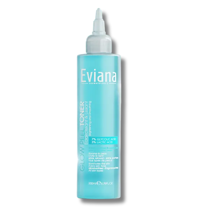 EVIANA GLOW PEEL TONER 7% GLYCOLIC ACID 3% LACTIC ACID 200ML EVIANA GLOW PEEL TONER 7% GLYCOLIC ACID 3% LACTIC ACID 200ML