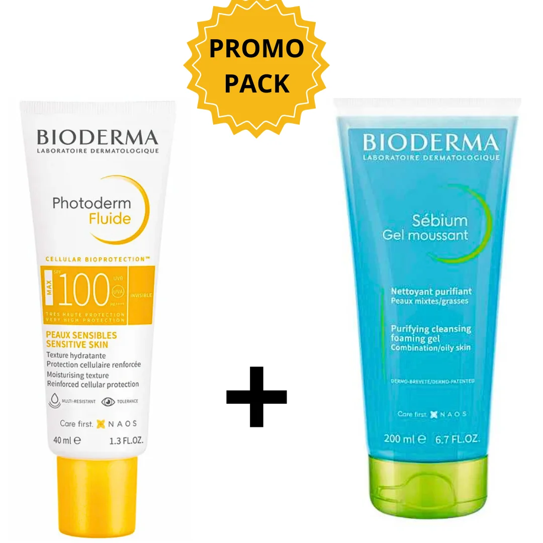 BIODERMA PACK PHOTODERM FLUIDE SPF100 INVISIBLE 40ML + SEBIUM GEL MOUSSANT BIODERMA PACK PHOTODERM FLUIDE SPF100 INVISIBLE 40ML + SEBIUM GEL MOUSSANT