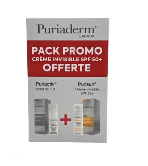 PURIADERM PURIACTIV SOIN DE NUIT 30ML + PURISUN ECRAN INVISIBLE SPF 50+ 50ML OFFERT PROMO PURIADERM PURIACTIV SOIN DE NUIT 30ML + PURISUN ECRAN INVISIBLE SPF 50+ 50ML OFFERT PROMO